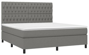 ΚΡΕΒΑΤΙ BOXSPRING ΜΕ ΣΤΡΩΜΑ &amp; LED ΣΚ.ΓΚΡΙ 180X200 ΕΚ ΥΦΑΣΜΑΤΙΝΟ 3135134