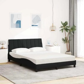 vidaXL Κρεβάτι με Στρώμα Hanko Μαύρο 140x200 εκ. Υφασμάτινο