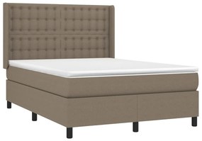 vidaXL Κρεβάτι Boxspring με Στρώμα &amp; LED Taupe 140x190 εκ. Υφασμάτινο