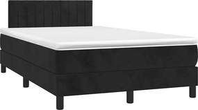 vidaXL Κρεβάτι Boxspring με Στρώμα &amp; LED Μαύρο 120x190 εκ. Βελούδινο