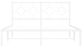Πλαίσιο Κρεβατιού με Κεφαλάρι Λευκό 135 x 190 εκ. Μεταλλικό - Λευκό