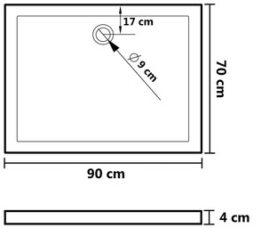 vidaXL Βάση Ντουζιέρας με Σχέδιο Τάπας Λευκή 90 x 70 x 4 εκ. από ABS
