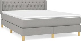 vidaXL Κρεβάτι Boxspring με Στρώμα Ανοιχτό Γκρι 140x200 εκ. Υφασμάτινο