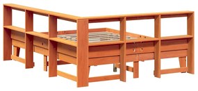 Κρεβάτι Βιβλιοθήκη Χωρίς Στρώμα 140x200 εκ Μασίφ Ξύλο Πεύκου - Καφέ