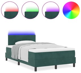 vidaXL Κρεβάτι Σαπουνόφουσκες με Στρώμα & LED Σκούρο Πράσινο 120x200 εκ. Βελούδο