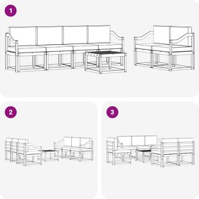 vidaXL Σειρά Καναπέ Εξωτερικού με μαξιλάρι 7 pcs Λευκό και Κρεμ