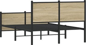 vidaXL Σκελετός Κρεβ. Χωρίς Στρώμα Sonoma Δρυς 120x200 εκ. Μεταλλικό