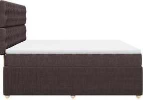 vidaXL Κρεβάτι Boxspring με Στρώμα Σκούρο Καφέ 180x200 εκ Υφασμάτινο