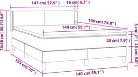 vidaXL Κρεβάτι Boxspring με Στρώμα Taupe 140x190 εκ. Υφασμάτινο