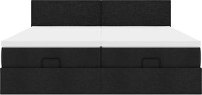 vidaXL Οθωμανικό κρεβάτι με στρώματα Μαύρο 160x200cm Ύφασμα