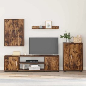 vidaXL Σετ 4 τεμαχίων για ντουλάπα τηλεόρασης 4 pcs Καπνιστή δρυς