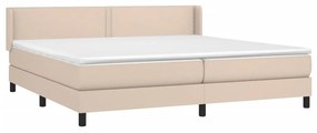 Κρεβάτι Boxspring με Στρώμα Καπουτσίνο 200x200εκ.από Συνθ.Δέρμα - Καφέ