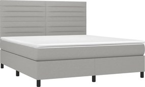 vidaXL Κρεβάτι Boxspring με Στρώμα &amp; LED Αν.Γκρι 160x200εκ. Υφασμάτινο