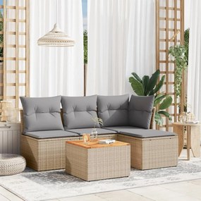 vidaXL Patio Sofa Set 4-θέσια Μίξη μπεζ και ανοιχτό γκρι