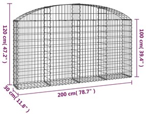 vidaXL Συρματοκιβώτιο Τοξωτό 200x30x100/120εκ. από Γαλβανισμένο Χάλυβα