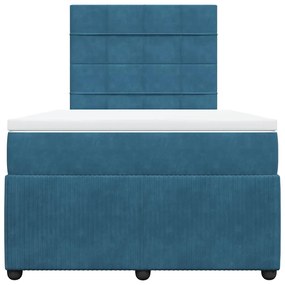vidaXL Κρεβάτι Boxspring με Στρώμα Σκούρο Μπλε 120x200 εκ. Βελούδινο