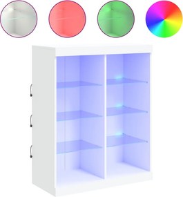 vidaXL Μπουφές με Φώτα LED Λευκός 81 x 37 x 100 εκ.