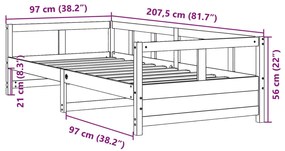 Καναπές Κρεβάτι Χωρίς Στρώμα Λευκό 90x200 εκ. Μασίφ Ξύλο Πεύκου - Λευκό