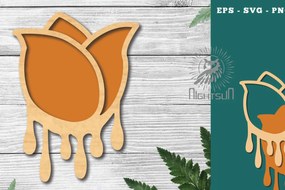 Σετ των 2 Intra απο ξύλο plywood Χρώμα wenge 3mm-4mm πάχος - Διακόσμηση κομμένη με λέιζερ λιωμένη με λουλούδια 1 Δίασταση 20x20 cm INTRAFABR-121492997