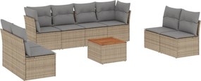 vidaXL Patio Sofa Set 8-θέσια Μίξη μπεζ και ανοιχτό γκρι