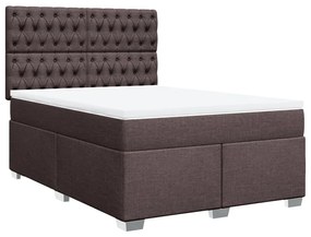 vidaXL Κρεβάτι Boxspring με Στρώμα Σκούρο Καφέ 140x190 εκ. Υφασμάτινο