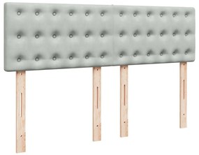 vidaXL Κρεβάτι Boxspring με Στρώμα Ανοιχτό Γκρι 140x190 εκ. Βελούδινο