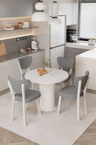 Stewehome Σετ Στρογγυλής Τραπεζαρίας με 4 Καρέκλες Λευκό γκρι 90x90 cm