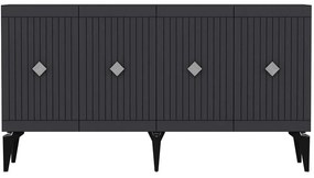 Μπουφές Midas 475OLV1751 150x40x79cm Anthracite-Silver Μοριοσανίδα, Μελαμίνη