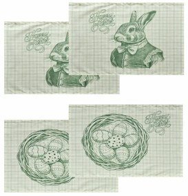 Σουπλά Easter 24 05 (Σετ 4τμχ) Green-Ecru Kentia 33x45cm Cotton-Polyester