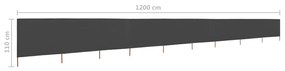 vidaXL Προστατευτικό Αέρα με 9 Πάνελ Ανθρακί 1200 x 80 εκ. Υφασμάτινο