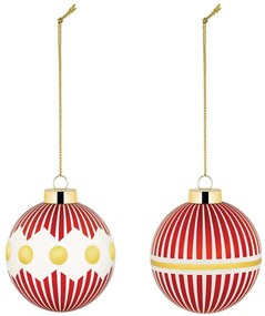 Χριστουγεννιάτικες Μπάλες Delight (Σετ 2Τμχ) NZ04SET1 6cm Red-White Alessi