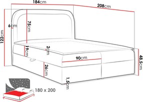 Επενδυμένο κρεβάτι Bonito-Beige-180 x 200