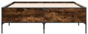 vidaXL Πλαίσιο Κρεβατιού Καπνιστή Δρυς 140x200εκ. Επεξ. Ξύλο &amp; Μέταλλο