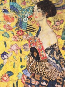 Εκτύπωση έργου τέχνης The lady with the fan (Vintage Portrait) - Gustav Klimt, (30 x 40 cm)