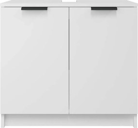 vidaXL Ντουλάπι Μπάνιου Λευκό 64,5 x 33,5 x 59 εκ. Επεξεργασμένο Ξύλο