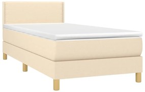 ΚΡΕΒΑΤΙ BOXSPRING ΜΕ ΣΤΡΩΜΑ &amp; LED ΚΡΕΜ 100X200 ΕΚ. ΥΦΑΣΜΑΤΙΝΟ 3133618