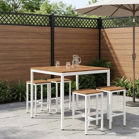 vidaXL Τραπέζι μπαρ κήπου Φυσικό και Λευκό 110 x 108,5 x 105 εκ