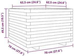 Ζαρντινιέρα Κήπου 70x70x49,5 εκ. από Μασίφ Ξύλο Ψευδοτσούγκας - Καφέ