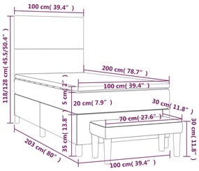 Κρεβάτι Boxspring με Στρώμα Ανοιχτό Γκρι 100x200 εκ. Υφασμάτινο - Γκρι