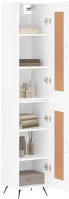 vidaXL Ντουλάπι Γυαλ. Λευκό 34,5 x 34 x 180 εκ. από Επεξεργασμένο Ξύλο