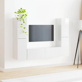 vidaXL Σετ επίπλου τηλεόρασης 6 pcs Υψηλής γυαλάδας λευκό