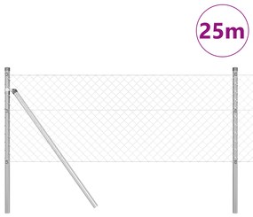 vidaXL Φράχτης με Αλυσίδα με 13 Στήλες 0.6x25 μ Γαλβανισμένος Χάλυβας