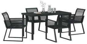 vidaXL Σέτ φαγητού για κήπο 5 pcs Μαύρο Πολυ ράταν