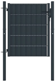 Πόρτα Περίφραξης Ανθρακί 100 x 81 εκ. από PVC / Ατσάλι