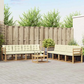vidaXL Σειρά Καναπέ Εξωτερικού με μαξιλάρι 9 pcs Λευκό και Κρεμ