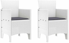 vidaXL Σέτ φαγητού για κήπο 3 pcs Λευκό Rattan Polt