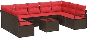 vidaXL Σετ Καναπέ με μαξιλάρι 10 pcs Καφέ συνθετικό ρατάν