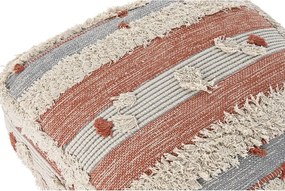 Puff DKD Home Decor Λευκό Πορτοκαλί Αλουμίνιο Ρίγες Boho