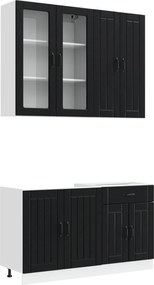 vidaXL Μονάδα κουζίνας LUCCA 4 pcs Μαύρο Επεξεργασμένο Ξύλο