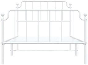 vidaXL Πλαίσιο Κρεβατιού με Κεφαλάρι/Ποδαρικό Λευκό 107x203 εκ Μέταλλο